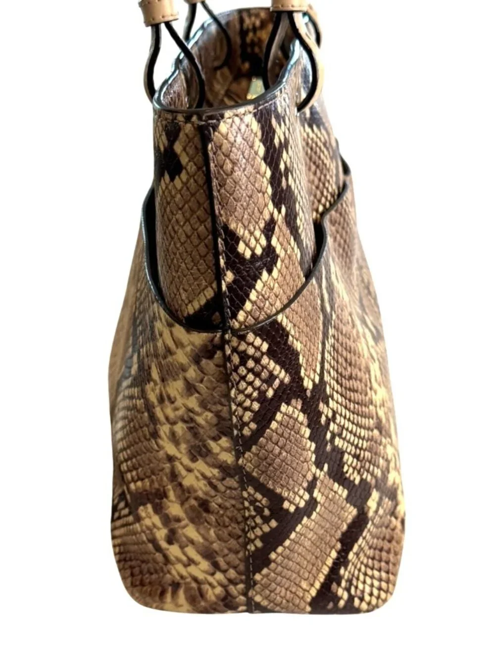Michael Kors Bedford Pockets Tote Bag Snake Skin Python Design